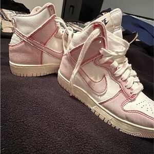 Nike kids high tops white pink/red